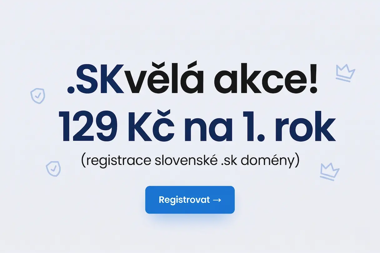Logo Nepřenechejte svůj brand konkurenci. .SK&nbsp;domény jsou nyní za 129&nbsp;Kč