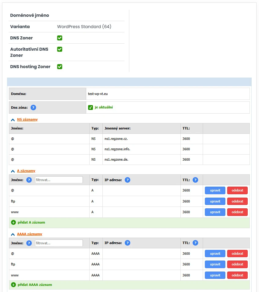 Nové uživatelské rozhraní DNS na RegZone.cz